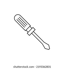 icono del destornillador en el icono de estilo de línea, aislado en el fondo blanco