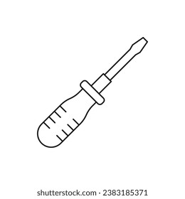 Estilo de línea de icono del destornillador aislado en fondo blanco. Ilustración del vector