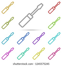 screwdriver icon in multi color. Simple outline vector of web, minimalistic set for UI and UX, website or mobile application