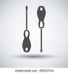 Screwdriver icon on gray background with round shadow. Vector illustration.