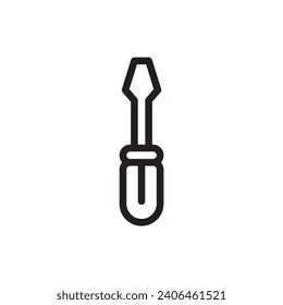 Screwdriver icon outline style. Tool symbol. Vector illustration