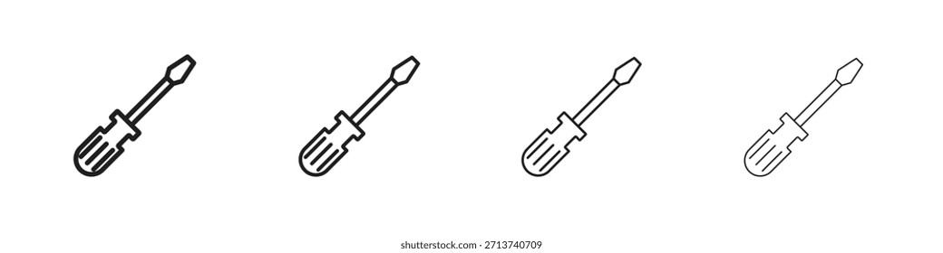 Gliederungssymbol für Schraubendrehersymbol. Bearbeitbare Stroke-Auflistung.