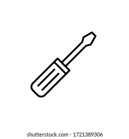 screwdriver icon outline vector. isolated on white background