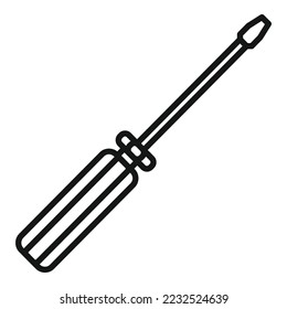 Vector de contorno del icono del destornillador. Herramienta de tornillo. Cabecera del conductor