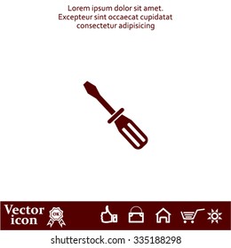 Screw-driver Icon - realistic illustration.