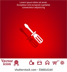 Screw-driver Icon - realistic illustration.