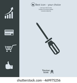 Screw-driver Icon - realistic illustration.