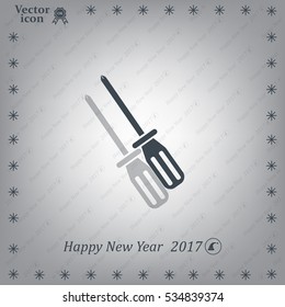 Screw-driver Icon - realistic illustration.
