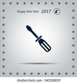 Screw-driver Icon - realistic illustration.