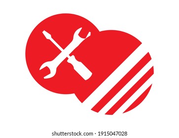icono del destornillador. rojo, redondo y simple