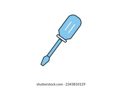 Screwdriver Icon. Icon related to repair, assembly, construction, and related tasks in various design contexts, applications, and user interfaces. flat line icon style. Simple vector design editable