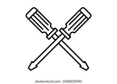 Icono de destornillador. icono relacionado con la configuración y configuración. adecuado para Sitio web, App, interfaces de usuario, imprimible, etc. estilo de ícono de línea. diseño de Vector simple editable
