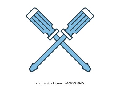 Icono de destornillador. icono relacionado con la configuración y el ajuste. adecuado para Sitio web, App, interfaces de usuario, imprimible, etc. estilo de icono de línea plana. diseño de Vector simple editable