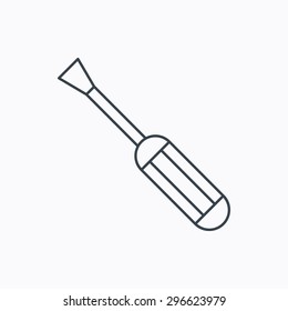 Screwdriver icon. Repair or fix tool sign. Linear outline icon on white background. Vector