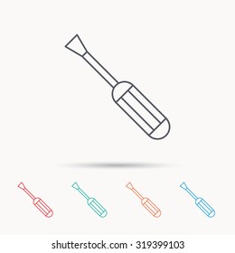 Screwdriver icon. Repair or fix tool sign. Linear icons on white background. Vector