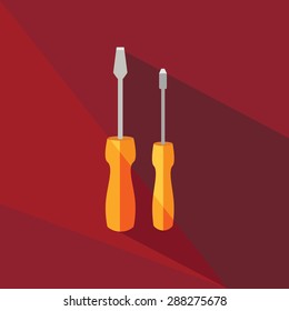 Screwdriver icon. Repair logo. Flat design. Repair logo in a geometric style