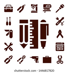 screwdriver icon set. 17 filled screwdriver icons.  Simple modern icons about  - Toolbox, Screwdriver, Pocket knife, Tools, Repair, Pliers, Plier, Drill, Caulk gun, Fretsaw, Awl