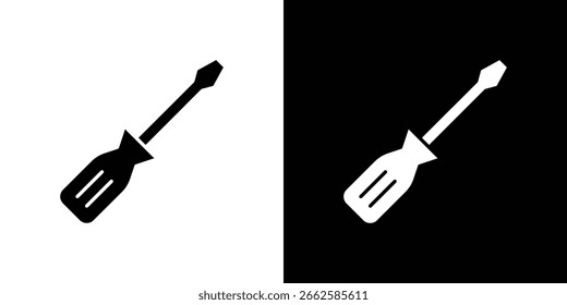 Ícone de chave de fenda definido em estilo de glifo preto. ilustração de vetor de coleção de silhuetas.