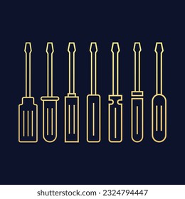 Screwdriver icon set. flat vector illustration.