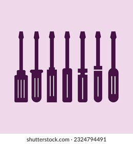 Screwdriver icon set. flat vector illustration.