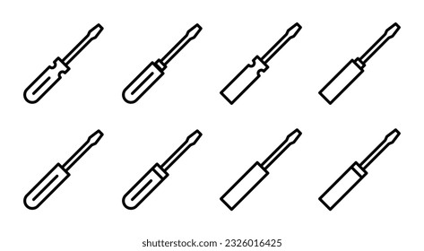 Screwdriver icon set illustration. tools sign and symbol