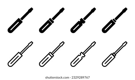 Screwdriver icon set illustration. tools sign and symbol