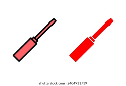 Ilustración del conjunto de iconos del destornillador. símbolo y signo de herramientas