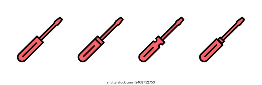 Screwdriver icon set illustration. tools sign and symbol