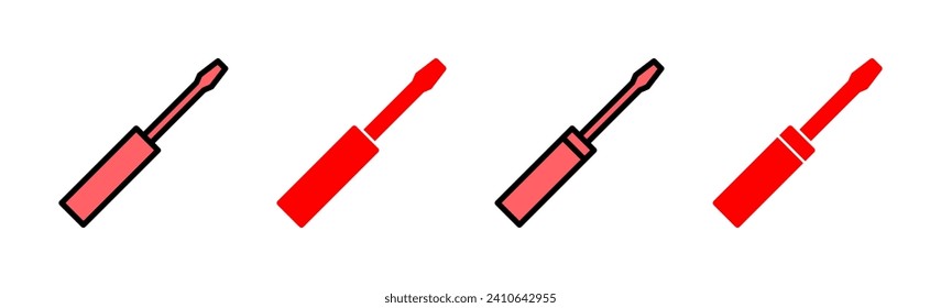 Ilustración del conjunto de iconos del destornillador. símbolo y signo de herramientas