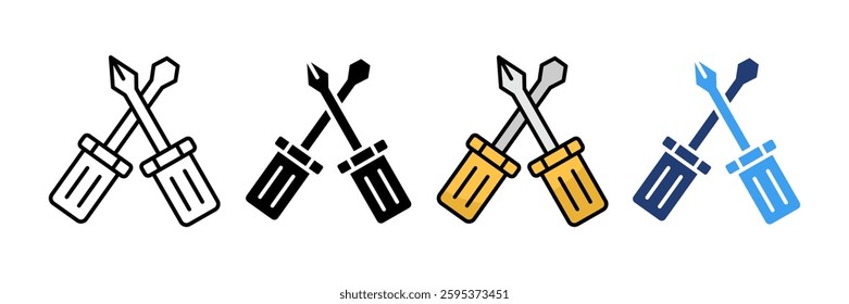 Screwdriver Icon Set Multiple Style Collection