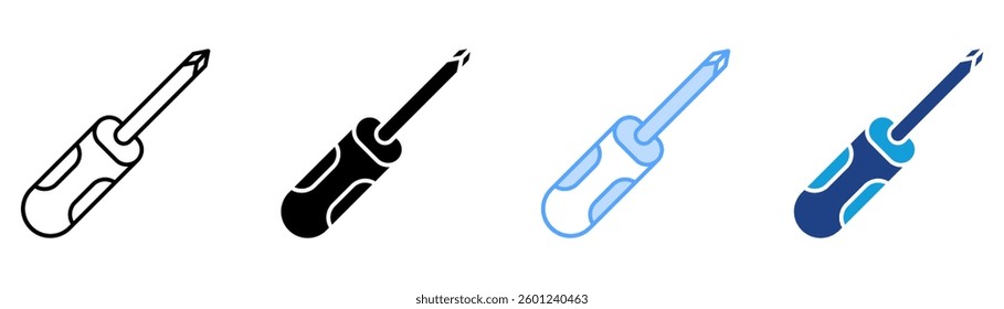 Screwdriver Icon Set Multiple Style Collection