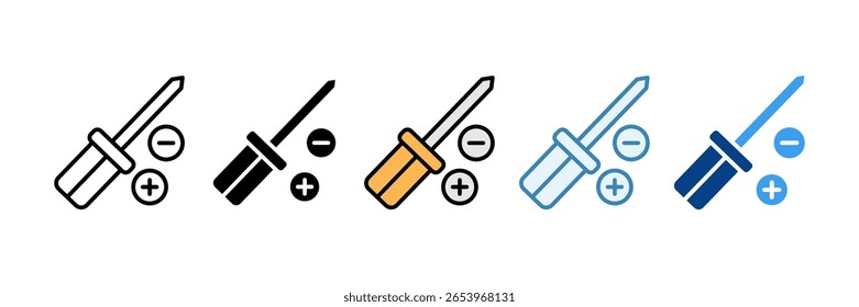 Conjunto de ícones de chaves de fenda Coleção de estilos múltiplos