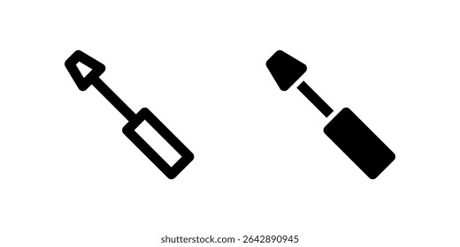 Screwdriver icon set used to represent fastening or repair tools in mechanical and electrical work.
