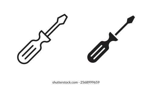 Screwdriver icon set vector graphics designs