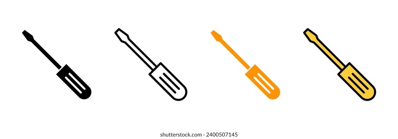 Screwdriver icon set vector. tools sign and symbol