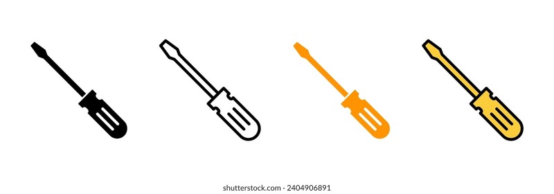 Screwdriver icon set vector. tools sign and symbol