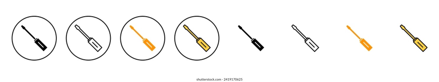 Screwdriver icon set vector. tools sign and symbol