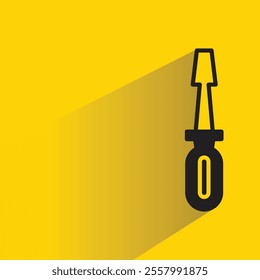 screwdriver icon with shadow on yellow background