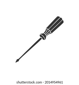 Screwdriver Icon Silhouette Illustration. Mechanic Tool Vector Graphic Pictogram Symbol Clip Art. Doodle Sketch Black Sign.