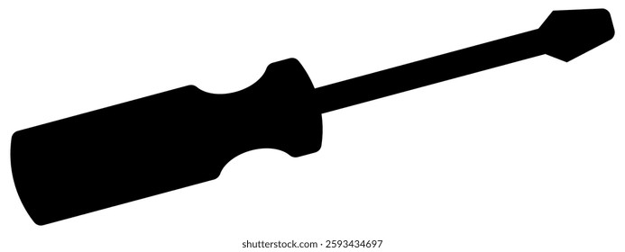 Screwdriver Icon - Simple Black Vector Illustration Isolated on White Background - Essential Repair, Maintenance, and DIY Tool for Mechanics and Handyman Projects