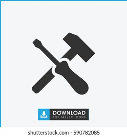 screwdriver icon. Simple filled screwdriver icon. On white background.