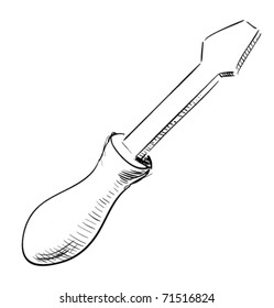 Screwdriver icon sketch illustration