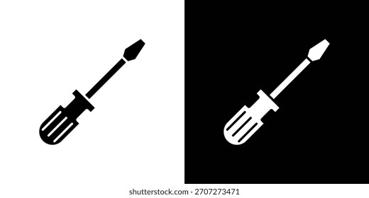 Ícone de chave de fenda no conjunto de silhuetas sólidas. Ilustração de vetor.