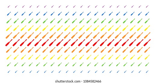 Screwdriver icon spectrum halftone pattern. Vector symbols arranged into halftone array with vertical rainbow colors gradient. Constructed for backgrounds, covers, templates and abstract effects.