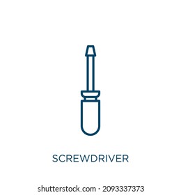 screwdriver icon. Thin linear screwdriver outline icon isolated on white background. Line vector screwdriver sign, symbol for web and mobile