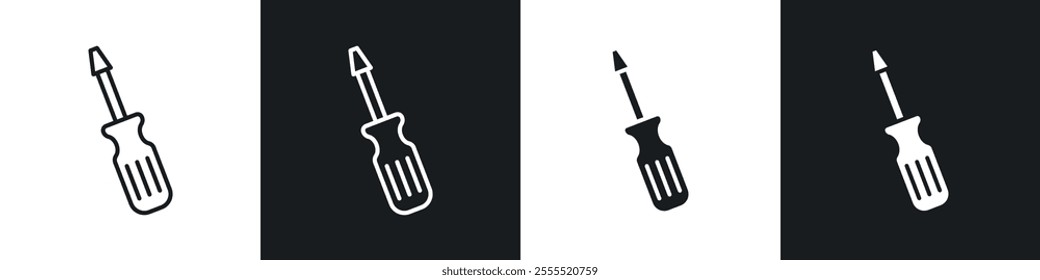 Screwdriver icon vector collection in black and white.