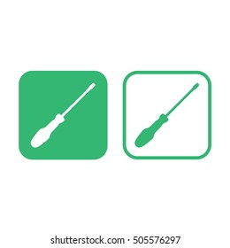 Screwdriver icon vector. Green and white