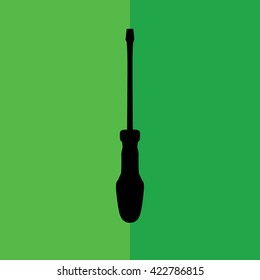 Screwdriver icon vector illustration. Green background