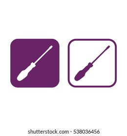 Screwdriver icon vector illustration. Purple and white