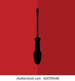 Screwdriver icon vector illustration. Red background